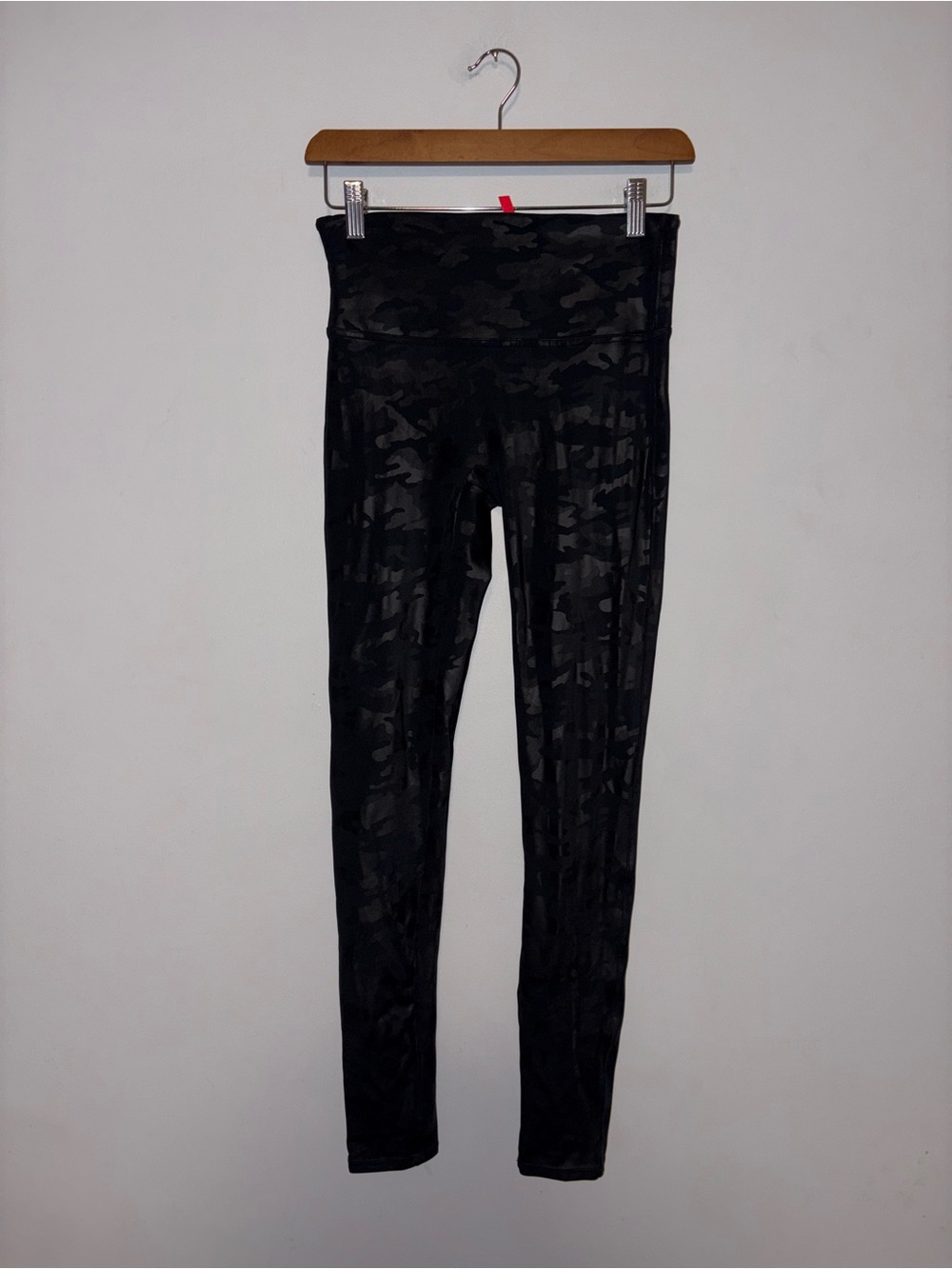 Spanx | Black Camo Faux Leather Leggings | Size Medium